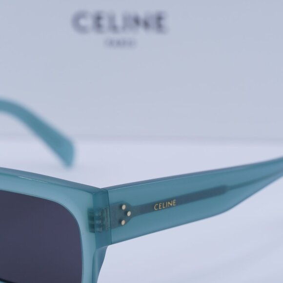 Celine CL40280U 93A Square Sunglasses - Lime Transparent/Smoke main image 8